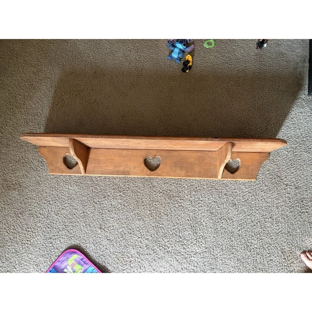 VTG Heart Shelf Cottage Core Handmade Wooden Hearts 48 INCH